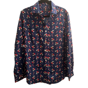 Simon Banks Terrier Dog Christmas Holiday Button Up Shirt 15.5 Size M